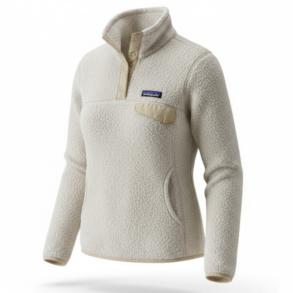 Patagonia Snap T Pullover Sweatshirt Womens XS White Retool Fleece Pocket
